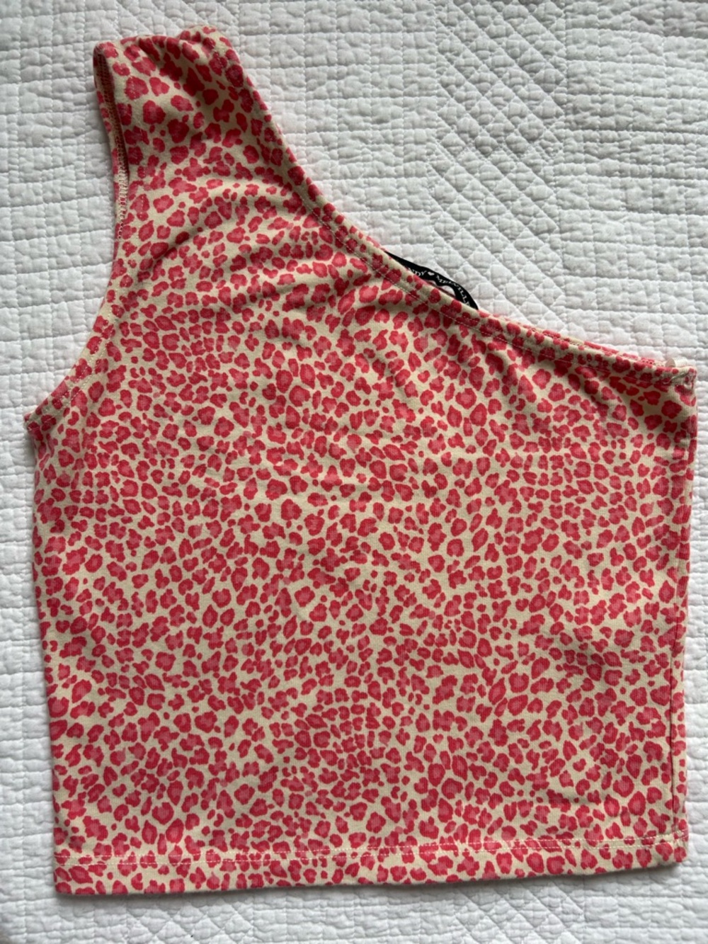 Brandy Melville One-Shoulder Pink Leopard Print Tank